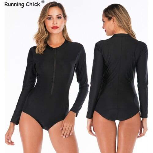 2021 Black One-piece Long-sleeved Surfing Suit,Sunscreen Woman,Bathing Suit and Hot Spring Diving Suit,One Piece Swimsuit Women