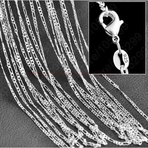 5pcs Sales Retail Wholesale Quality Classic Jewelry Silver Chain Necklace Figaro Chain Ms. / Men Necklace 2.5mm 16-30inch Jewel