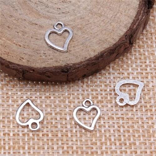500Pcs 10*8mm antique Silver bronze Tonetiny heart Charms Zinc Alloy DIY Handmade Jewelry Pendants