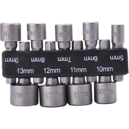 9pcs Metric Nutdrivers Nut Driver Set 1/4" Hex Shank CRV Screwdrivers Nutdriver Socket Bit 5mm-13mm For Power Tools