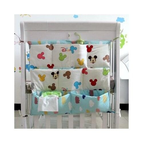 Promotion! Cartoon 62*52cm Baby Bed Hanging Storage Bag Newborn Crib Organizer Bags,Crib Bedding Set