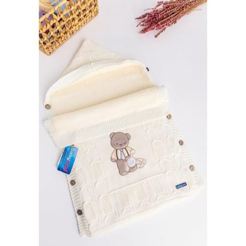 Babymod Teddy Bear Welsoft Baby Swaddle Knitwear Blanket