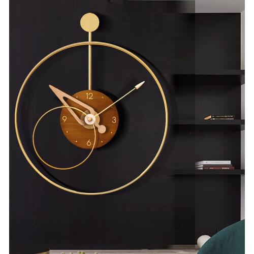 Silent Sweep Needle Clocks Wall Metal Hang Clock with Pendulum Timepiece Wall Decorations Living Room Wall Ornament Modern Decor