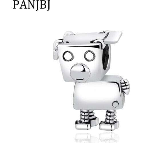 New Original 100% 925 Sterling Silver Bead Charms Robot Dog Puppy Charm Beads Fit Pandora Bracelet Necklace DIY Women Jewelry