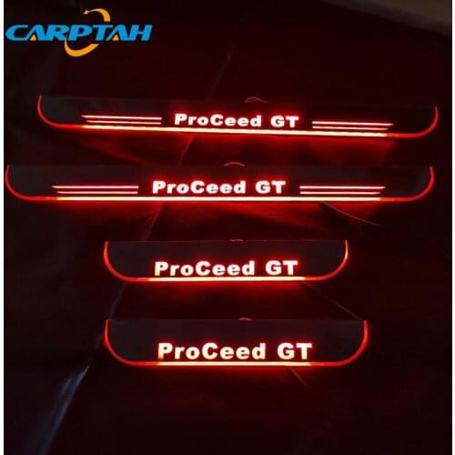 CARPTAH 4pcs Trim Pedal Car Exterior Parts LED Door Sill Scuff Plate Pathway Dynamic Streamer light For Kia ProCeed GT 2019 2020