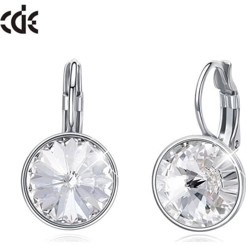 CDE Fashion Women Drop Earrings Minimalist Bohemian Style Colorful Crystals from Swarovski Round Charm Earrings Jewellery