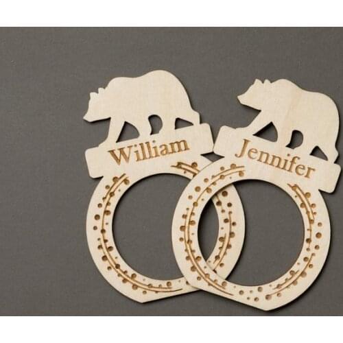 Beer napkin holder for Christmas party dinner Custom Beer laser cut wood Personalized Christmas napkin ring Christmas place care