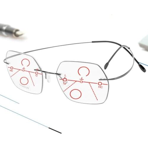 Men Women Hexagon Rimless Frameless Ultralight Progressive Multifocus Reading Glasses +0.75 +1 +1.25 +1.5 +1.75 +2 +2.25 to +4