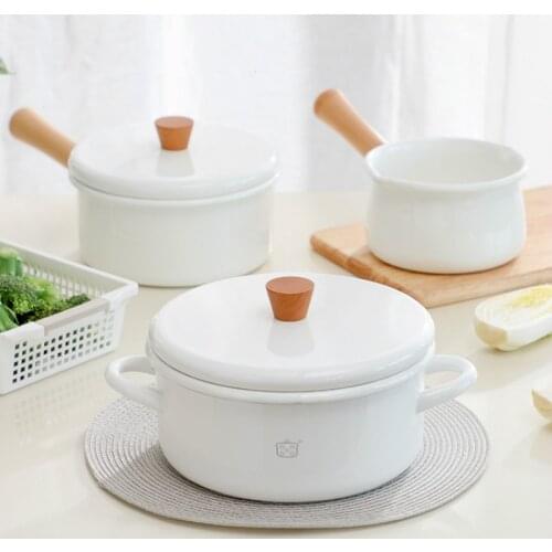 Enamel Thick Pot Soup Induction Gas Cooker Heat Resistant Pot Japanese Non Stick Pentole Da Cucina Kitchen Utensils DE50NG