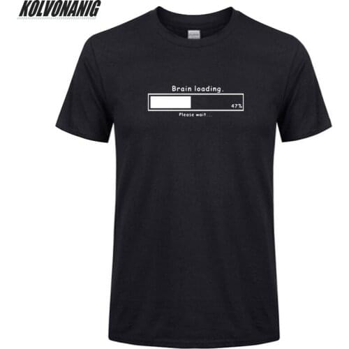 KOLVONANIG Summer 2019 Brand Man Clothes Brain Loading Gamer Computer Geek Printed T Shirt Men Oversized Cotton Tee-Shirts Top