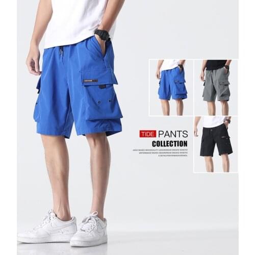 High Street Cargo Shorts Men Summer Brand Trend Mens Wild Shorts Loose Short Pants Casual BIg Pockets Shorts Plus Size Male