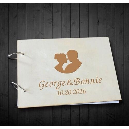 CUSTOMIZED Silhouette Couple wedding Alternative guest album engraved Wooden guestbooks Reception party favors decorations