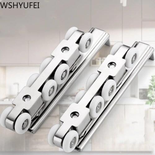 2pcs sliding door wheels rollers Heavy Mute stainless steel window Multi-wheel Balance Adjustment Angle Wheel for Window Cabinet