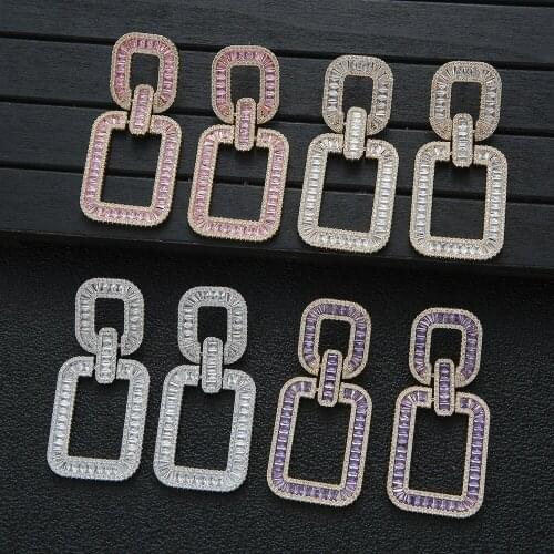 Iced Out Hip Hop Big Earrings For Women Wedding Geometric Drop Earring Brincos Female DIY Fashion Jewelry Gift E9702