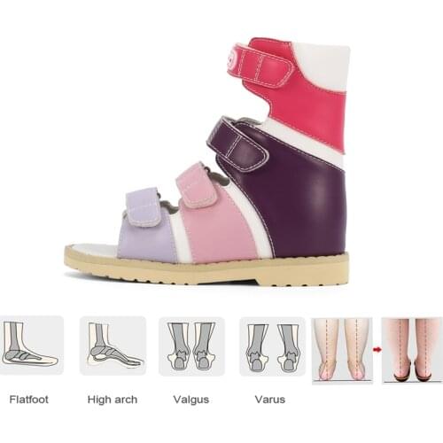 Kids Orthopedic High Ankle Sandals for Summer Girls and Boys with Arch Support Insole Hard Wearing Leather EVA Sole Breath Shoes