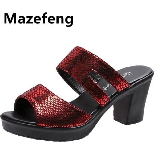Mazefeng 2021 Women Fashion Summer Crystal Sandals Rhinestone Heels Open Toe Shoes Woman Colorful Ladies Beach Flip Flops Slides