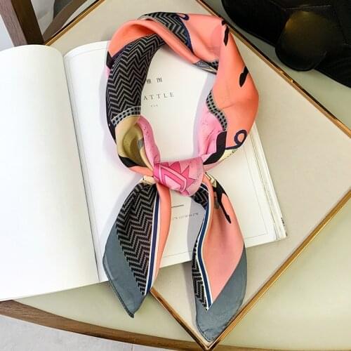 Fashion 70X70CM Small Shawl Summer Sunscreen Luxury Brand Silk Scarves Popular Print Bandanna Female Dustproof Square Kerchief