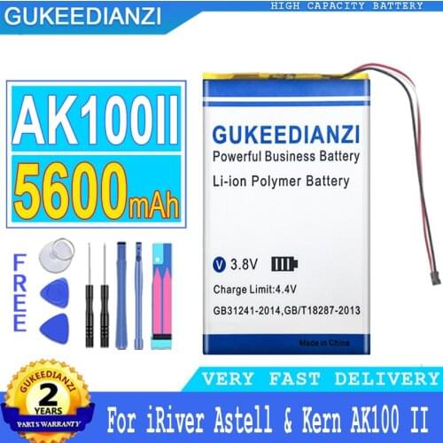 5600mAh GUKEEDIANZI Battery AK100 II For IRIVER Astell & Kern AK100II MP3 Player Big Power Bateria