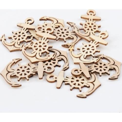 Natural Anchor Pattern Wooden Scrapbooking Art Collection Craft For Handmade Accessory Sewing Home 36x49mm 20pcs