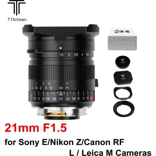 TTArtisan 21mm F1.5 Camera Lens Full Fame MF Large Aperture Lens for Sony E Nikon Z Canon RF L Leica M Mount Cameras DSLR