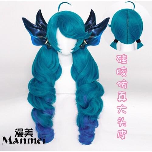 Hot Game LOL Gwen Cosplay Blue Gradient Heat Reverse warp Resistant Synthetic Hair Game Cosplay Hair Women Wigs