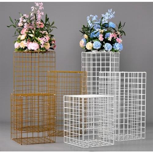 DIY Wedding Props Wrought Iron Grid Road Guide Flower Stand Geometric Square Box Wedding Decor Stage Ornaments Frame