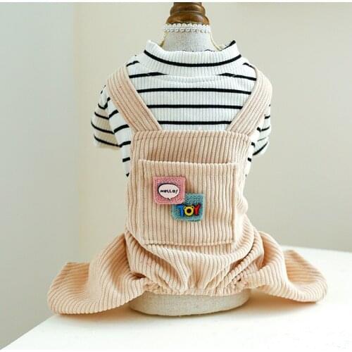 Striped Pet Clothing Dog Overalls Puppy Cute Dog Shirt Chihuahua Pants Strap Cat Dog Jumpsuit Pajamas Yorkie Pomeranian Clothes