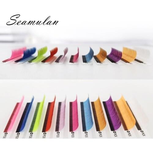 New C/D curl 0.07/0.10mm 8~15mm false lashes blue yellow color eyelash individual colored lashes Faux volume eyelash extensions