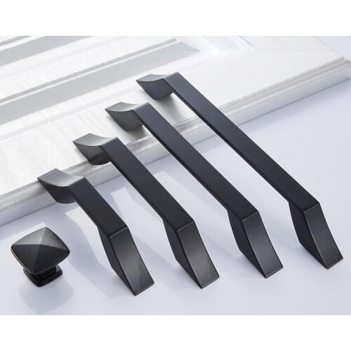 Cabinet Drawer Door Pull Furniture Handle Black Silver Wardrobe Kitchen Cupboard Dresser Closet Sqaure Zinc Metal Hardware Knob
