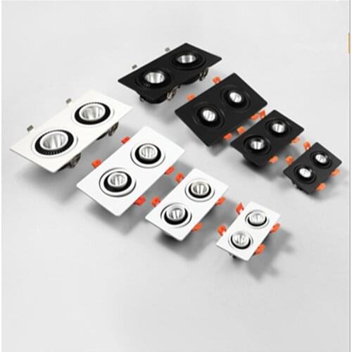 Dimmable Double Heads Lights LED Ceiling Spot Light Embedded Angled Downlight 10W 14W 20W 24W Rectangle Downlight AC85-265V