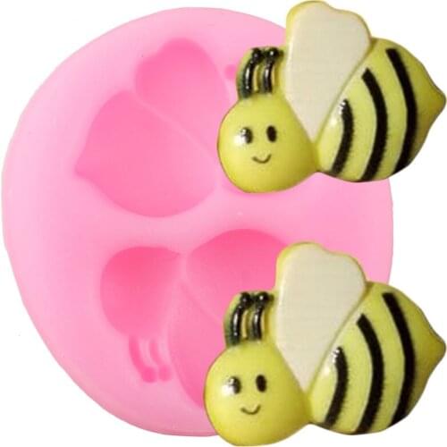 3D Bee Silicone Mold DIY Baby Party Cupcake Topper Fondant Cake Decorating Tools Candy Polymer Clay Chocolate Gumpaste Moulds