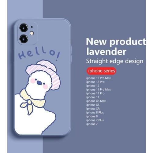 New Cartoon AnimeLiquid Silicone Case For iPhone 11 12 Pro X Xs Max Xr 7 8 Plus Full lens Protective Cover