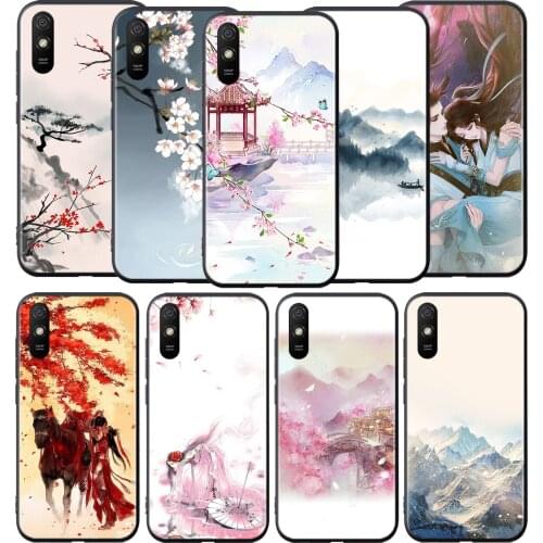 Chinese Style Scenery Silicone Cover For Xiaomi Redmi 9 9T 9C 8 7 6 Pro 9AT 9A 8A 7A 6A S2 5 5A 4X Plus Phone Case