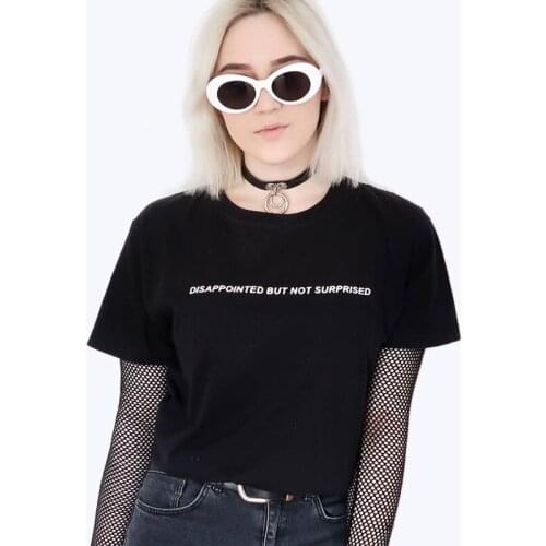 Skuggnas Disappointed But Not Surprised T-Shirt Women Casual Tumblr Inspired Pastel Pale Grunge Aesthetic Harajuku Tee Shirt