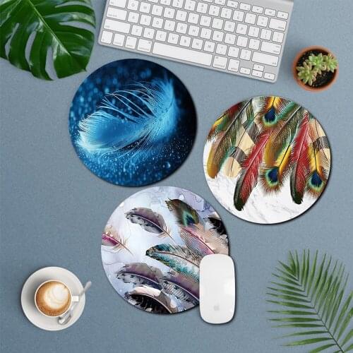 22x22CM Universal PU Leather Mouse Pad Leather Gaming Mice Mat Desk Cushion Waterproof Comfortable Mice Pads Round Shape