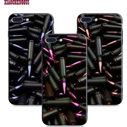 XIAOCHENGGUI Soft silicone Phone Cases For iPhone 6 6S 7 8 Plus 5 5S SE 7 8 X Cover Shell Military Gun Bullets Collage Print