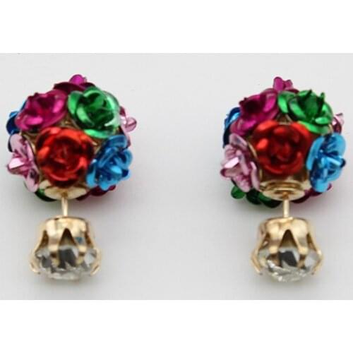 2018 New Minimalist Temperament Colorful Flower Stud Earrings for Women Double Sided Fashion Jewelry Earrings boucle d'oreille