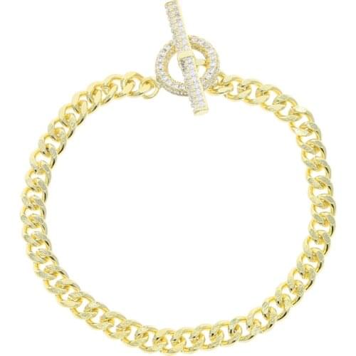 2021 New Gold Color CZ Bracelet 5mm OT Buckle Large Circle Cuban Link Bracelets Hip Hop Jewellery Charm Bracelets Women Jewelry