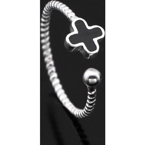 Min 1PC Silver Plated Clover Female Ring Opening Fashion Fresh Literary Ring Tail Ring Finger Joints For Women Girls