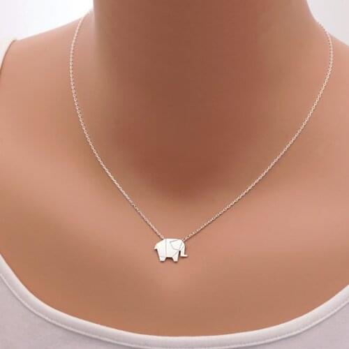 Daisies Pendant Necklaces Origami Geometric Animal Elephant Necklace Woodland Elephant Animal Jewelry For Women 30pcs/lot