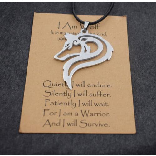 1pcs i am wolf necklace strength necklace inspirational jewelry with meaning gift