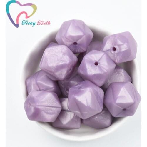 10 PCS Metallic Purple 14-17MM Hexagon Silicone Beads Teething Baby Teether DIY Pacifier Clips Silicone Jewelry Loose Beads