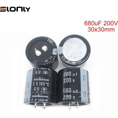 2pcs-14pcs 30X30mm 200V680UF Nichicon LS Pitch 10mm 85 ℃ Electrolytic Capacitors 680UF 200V 30*30m for Amplifier Board