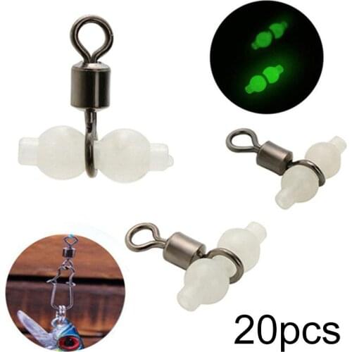 20Pcs Luminous Rolling Swivels Sea Fishing Accessories Hook Connector Rolling Swivels 3-way Swivels Fishing Tackle