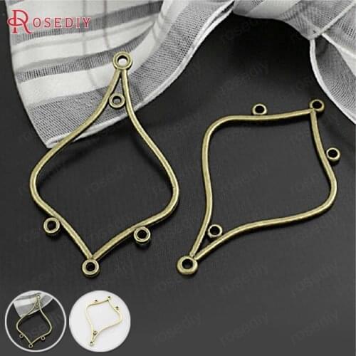 28470)50PCS 38x24MM Antique Bronze Zinc Alloy Prismatic Earring Connector Charms Diy Jewelry Findings Accessories Wholesale