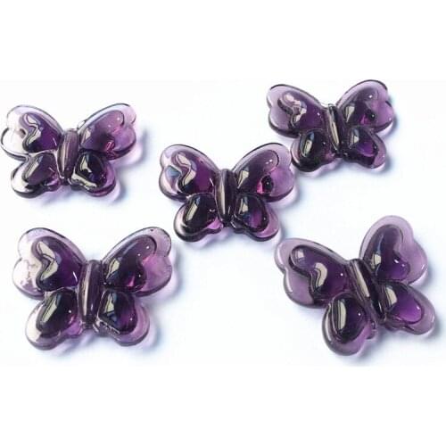 Violet Color 28*35mm 40pcs Crystal Loose Beads Diy Accessories Beads Artificial Glass Butterfly With Hole For Curtains Parts