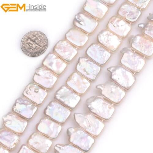 Gem-inside Natural Top Drilled White Pink Square Rectangle Nuclear Edison Pearls Beads for Jewelry Making 15inches DIY Jewelry