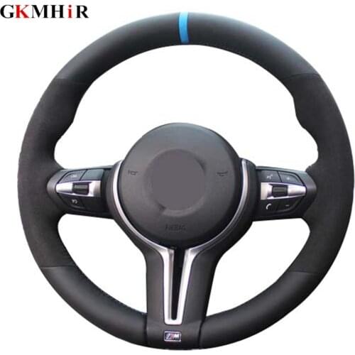 Steering Wheel Cover For BMW M Sport F30 F31 X1 F34 F10 X2 F11 F07 X3 F25 F32 F33 F36 F39 F48 DIY Soft Black Genuine Leather