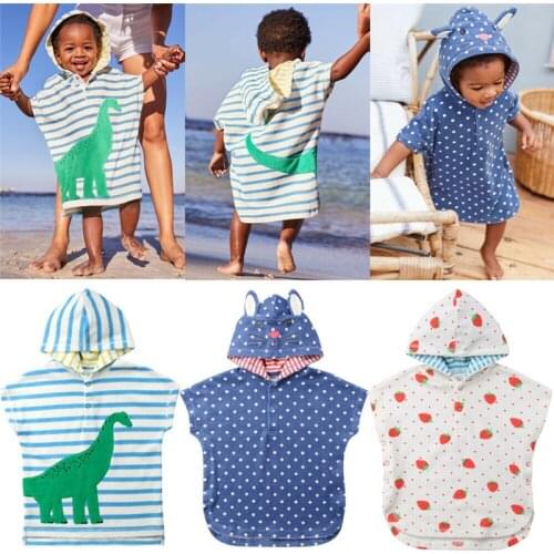 PUDCOCO Baby Soft Cartoon Hooded Towel Girl Boy Swim Beach Outwear Bath Wear Kids Bathrobe Vest 1-6Y