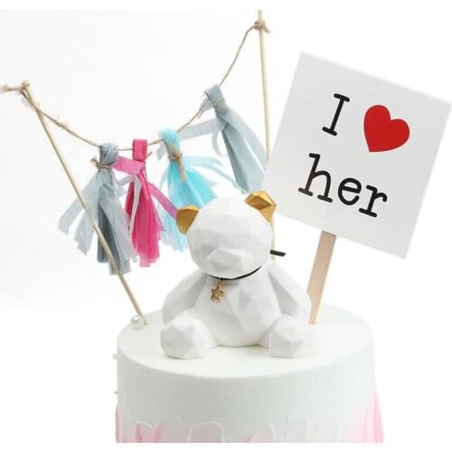 DIY Mini Tassels Banner Cake Topper Birthday Wedding Cake Flags Birthday Party Baking Decoration Supplies